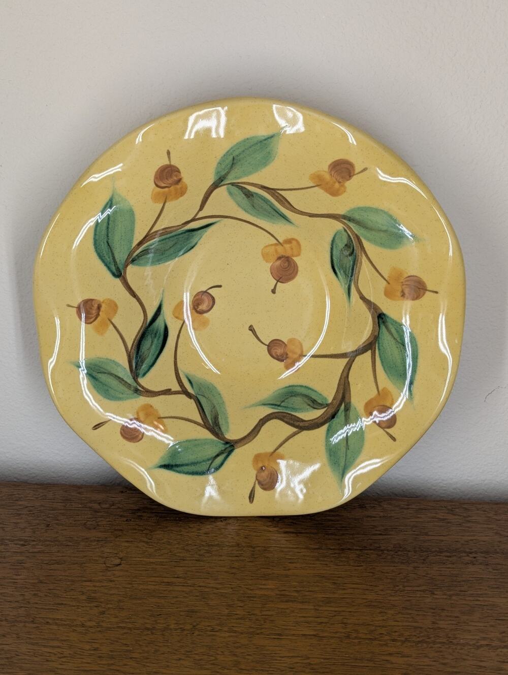 Vintage Gail Pittman Pottery Bowl Southern Living 2002 Signed Scalloped Yellow